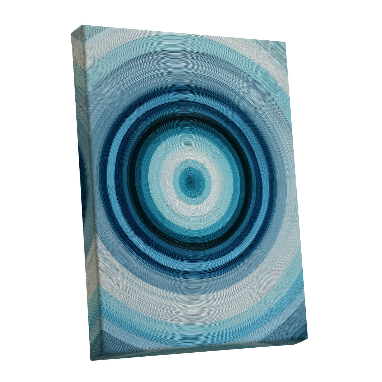 Polar Pulse, blue, gray, white abstract wall art shown as a stretched canvas wall art