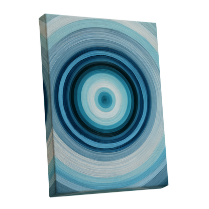 Polar Pulse, blue, gray, white abstract wall art shown as a stretched canvas wall art