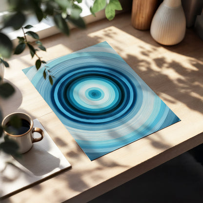 Polar Pulse, blue, gray, white abstract wall art displayed in a styled interior, gallery view 5