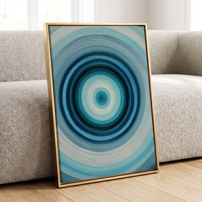 Polar Pulse, blue, gray, white abstract wall art displayed in a styled interior, gallery view 8