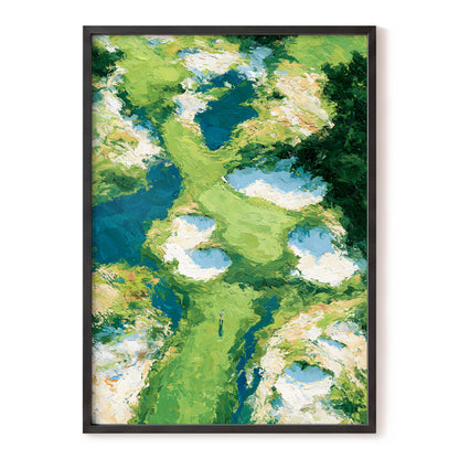 Pools Among the Green, green, blue, white nature wall art, front artwork view