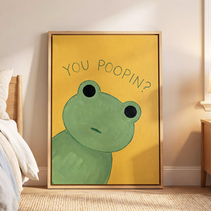 Poop Pending, green, yellow, black nature wall art displayed in a styled interior, gallery view 4