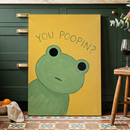 Poop Pending, green, yellow, black nature wall art displayed in a styled interior, gallery view 7