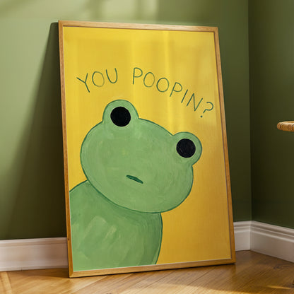 Poop Pending, green, yellow, black nature wall art displayed in a styled interior, gallery view 9