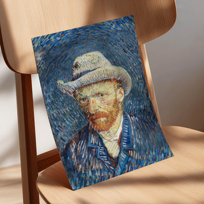 Portrait in Azure, blue, orange, yellow abstract wall art displayed in a styled interior, gallery view 5