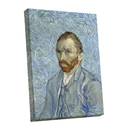 Portrait in Blue Currents, blue, green, gray abstract wall art shown as a stretched canvas wall art