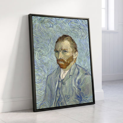 Portrait in Blue Currents, blue, green, gray abstract wall art displayed in a styled interior, gallery view 4