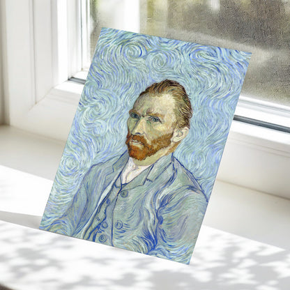 Portrait in Blue Currents, blue, green, gray abstract wall art displayed in a styled interior, gallery view 5