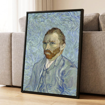 Portrait in Blue Currents, blue, green, gray abstract wall art displayed in a styled interior, gallery view 8