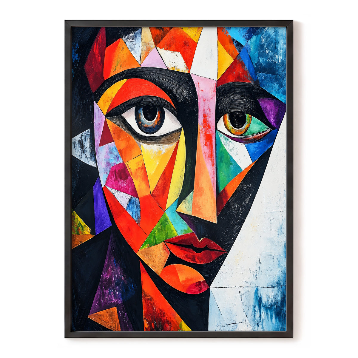 Prismatic Gaze, multicolor, black, blue abstract wall art, front artwork view