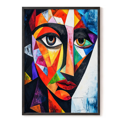 Prismatic Gaze, multicolor, black, blue abstract wall art, front artwork view