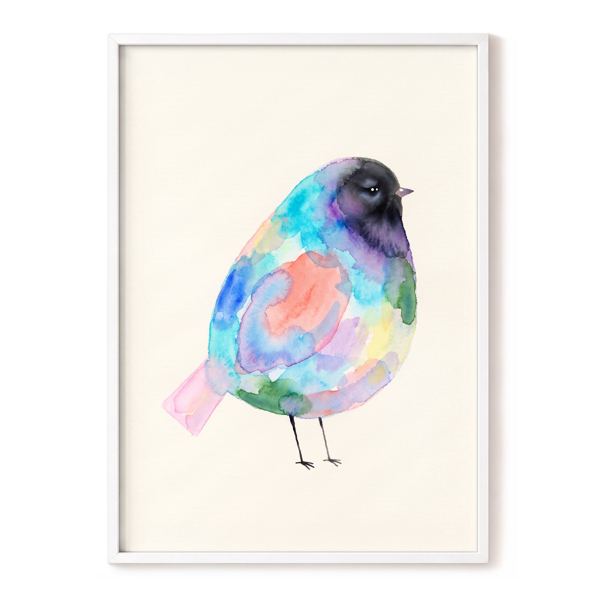 Prismatic Songbird, multicolor, black, green nature wall art, front artwork view