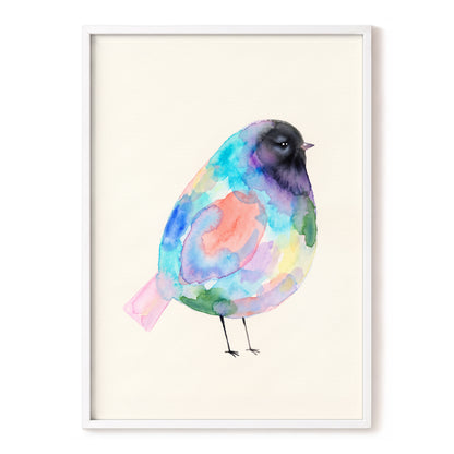 Prismatic Songbird, multicolor, black, green nature wall art, front artwork view