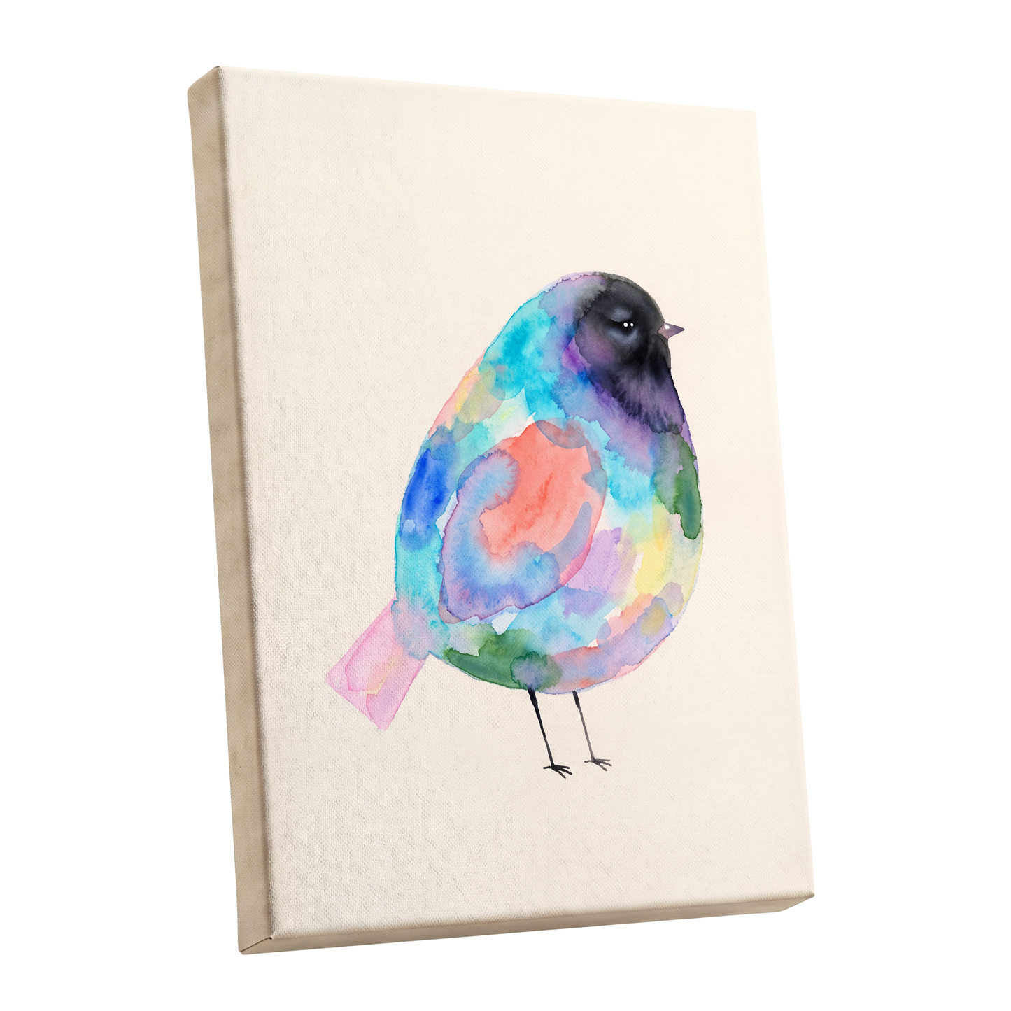 Prismatic Songbird, multicolor, black, green nature wall art shown as a stretched canvas wall art