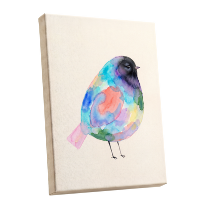 Prismatic Songbird, multicolor, black, green nature wall art shown as a stretched canvas wall art