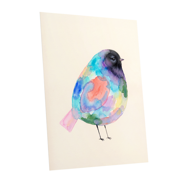 Prismatic Songbird, multicolor, black, green nature wall art shown as a unframed poster wall art print
