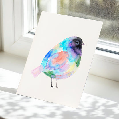 Prismatic Songbird, multicolor, black, green nature wall art displayed in a styled interior, gallery view 5