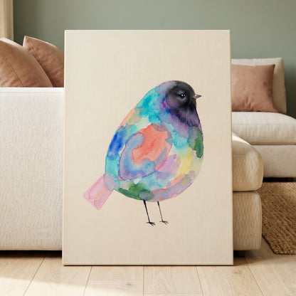 Prismatic Songbird, multicolor, black, green nature wall art displayed in a styled interior, gallery view 7