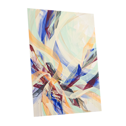 Prismatic Updraft, blue, green, beige abstract wall art shown as a unframed poster wall art print