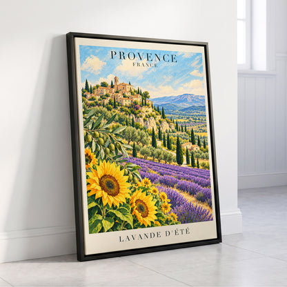 Provence in Bloom, green, blue, purple nature wall art displayed in a styled interior, gallery view 4