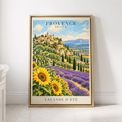 Provence in Bloom, green, blue, purple nature wall art displayed in a styled interior, gallery view 8