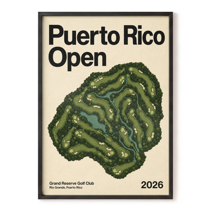 Puerto Rico Fairways, green, beige, black nature wall art, front artwork view