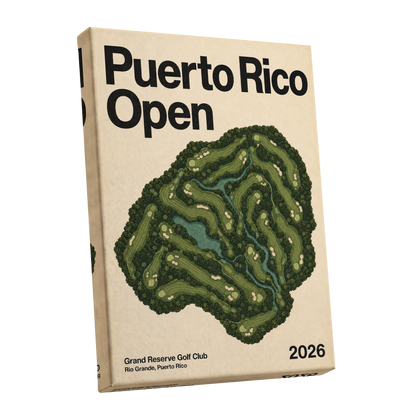 Puerto Rico Fairways, green, beige, black nature wall art shown as a stretched canvas wall art