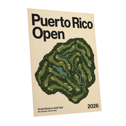 Puerto Rico Fairways, green, beige, black nature wall art shown as a unframed poster wall art print
