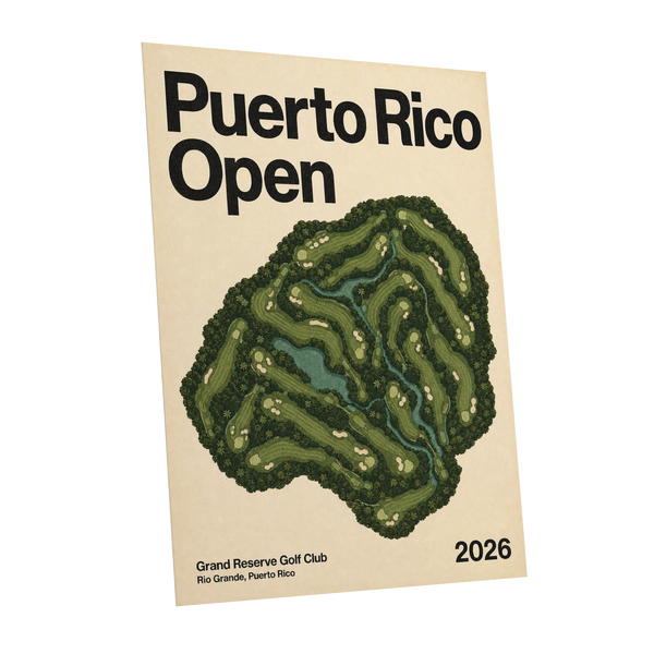 Puerto Rico Fairways, green, beige, black nature wall art shown as a unframed poster wall art print