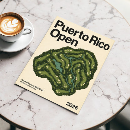 Puerto Rico Fairways, green, beige, black nature wall art displayed in a styled interior, gallery view 3