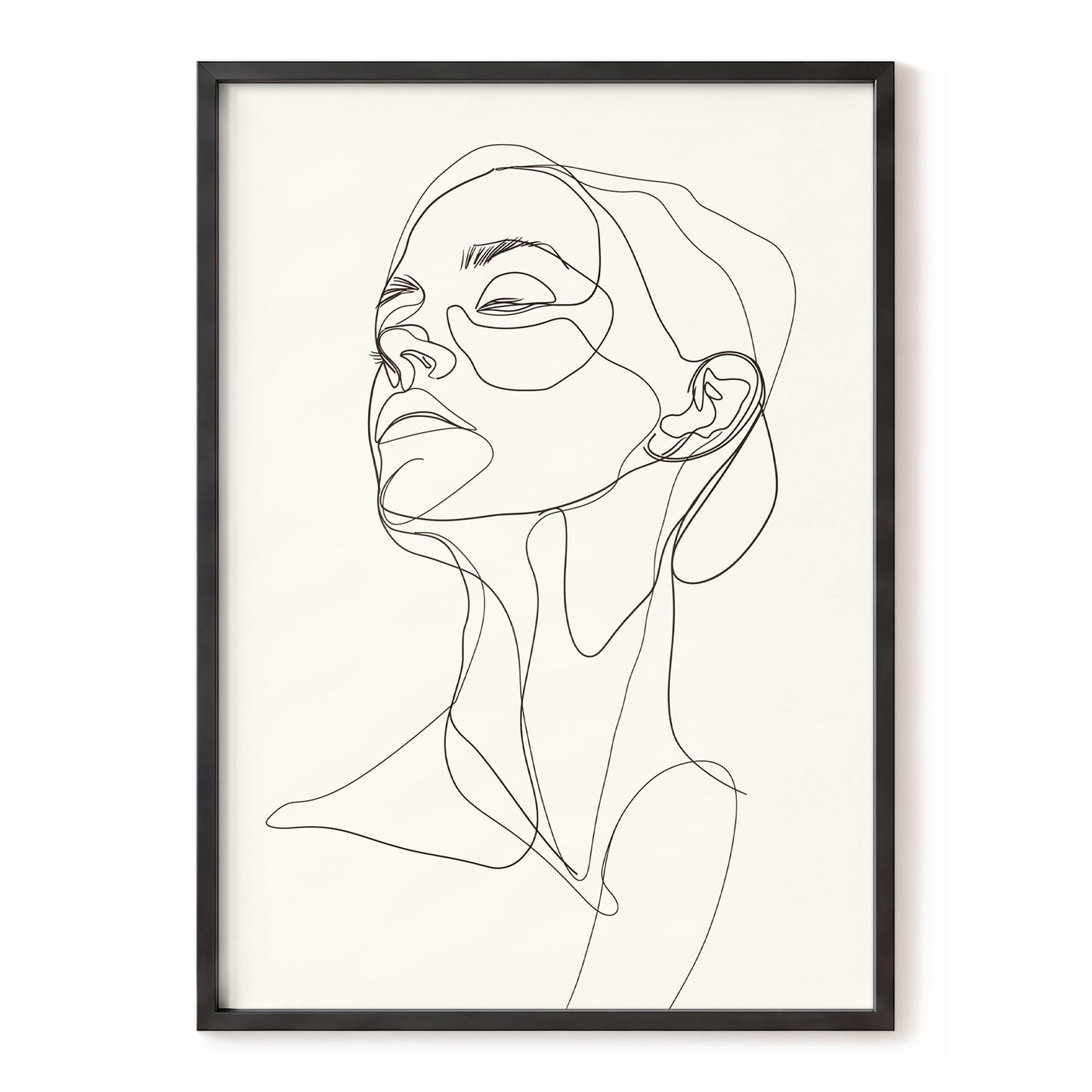 Quiet Ascension, black, beige minimalist wall art, front artwork view