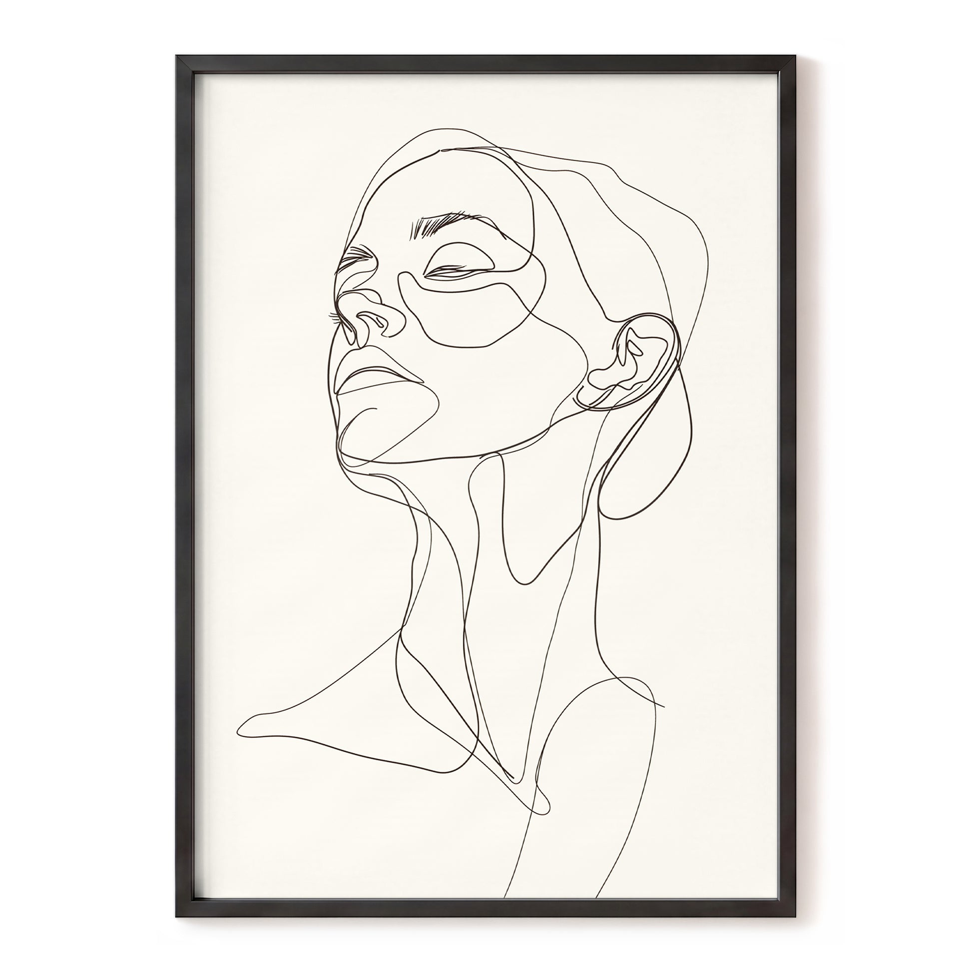 Quiet Ascension, black, beige minimalist wall art, front artwork view