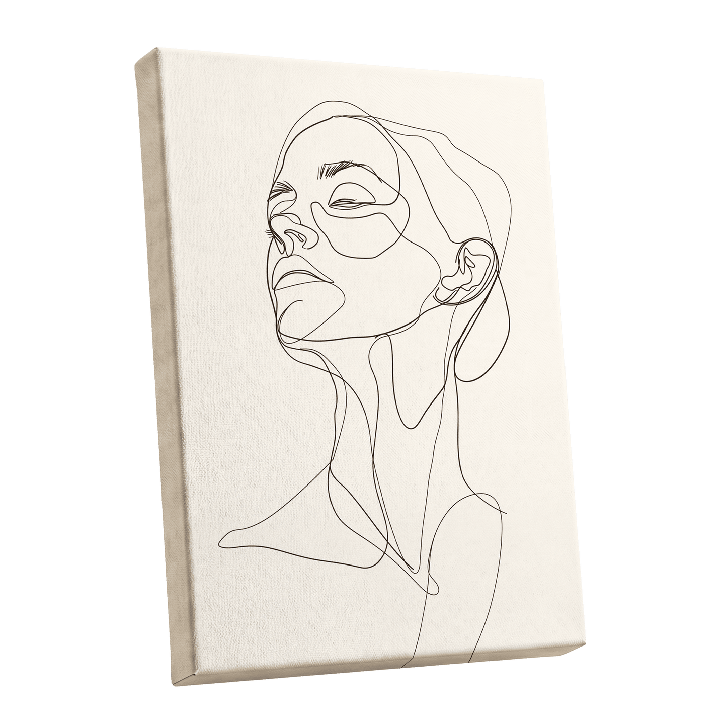 Quiet Ascension, black, beige minimalist wall art shown as a stretched canvas wall art