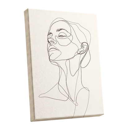 Quiet Ascension, black, beige minimalist wall art shown as a stretched canvas wall art