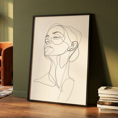Quiet Ascension, black, beige minimalist wall art displayed in a styled interior, gallery view 4