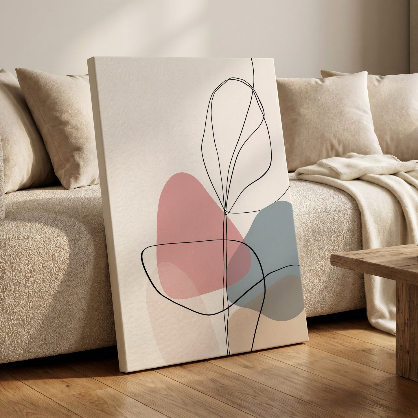 Quiet Botanical Lines – canvas wall art in a styled interior, gallery view 1