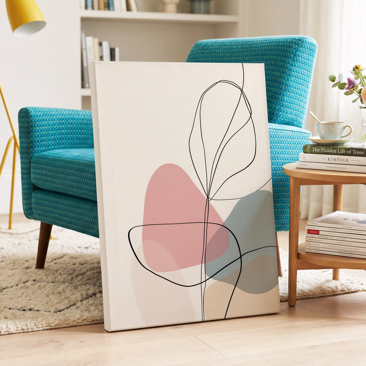 Quiet Botanical Lines – canvas wall art in a styled interior, gallery view 2