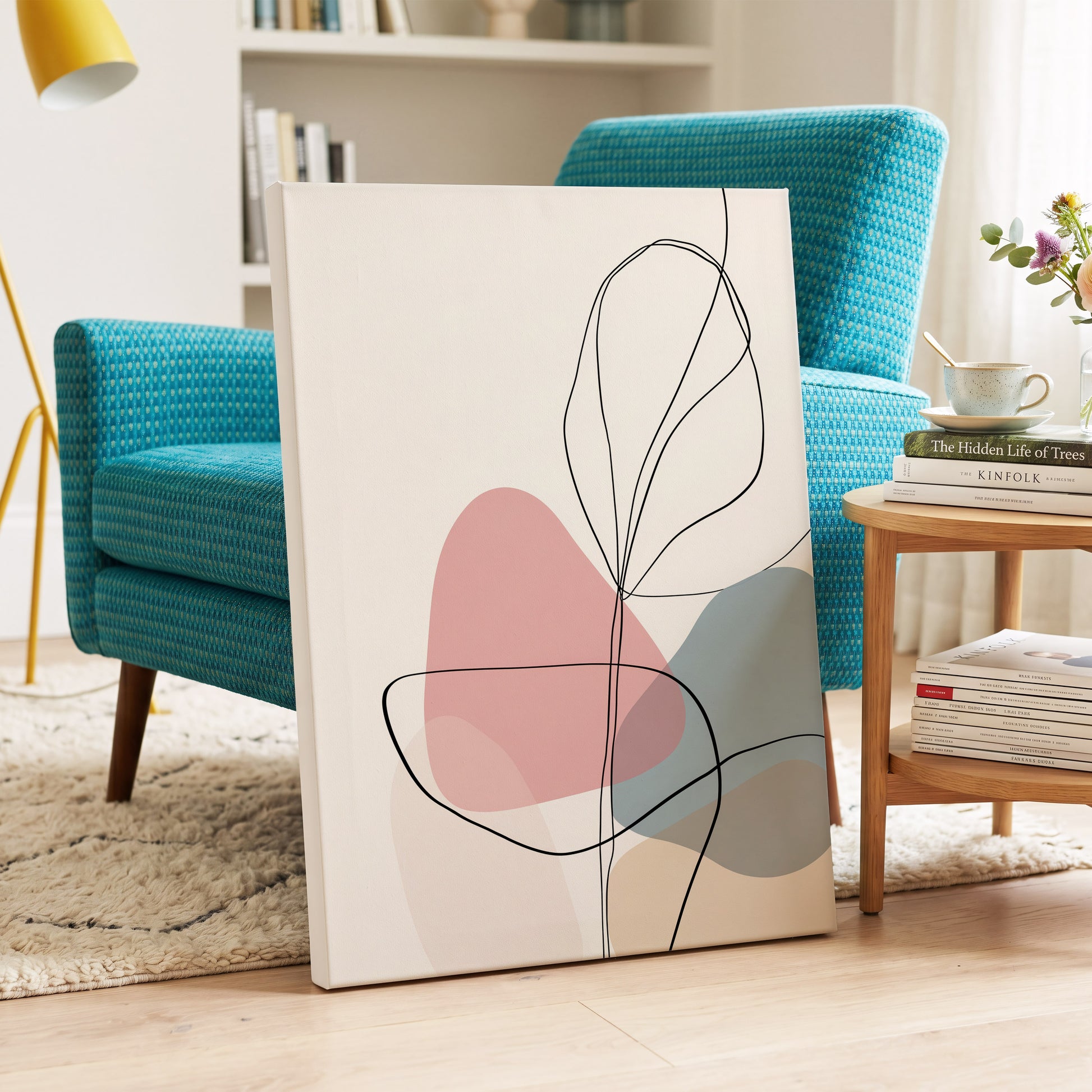 Quiet Botanical Lines – canvas wall art in a styled interior, gallery view 2