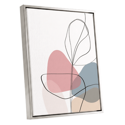 Quiet Botanical Lines – silver framed canvas option