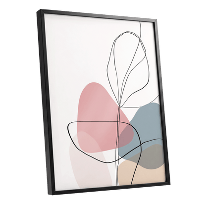 Quiet Botanical Lines – black framed poster option