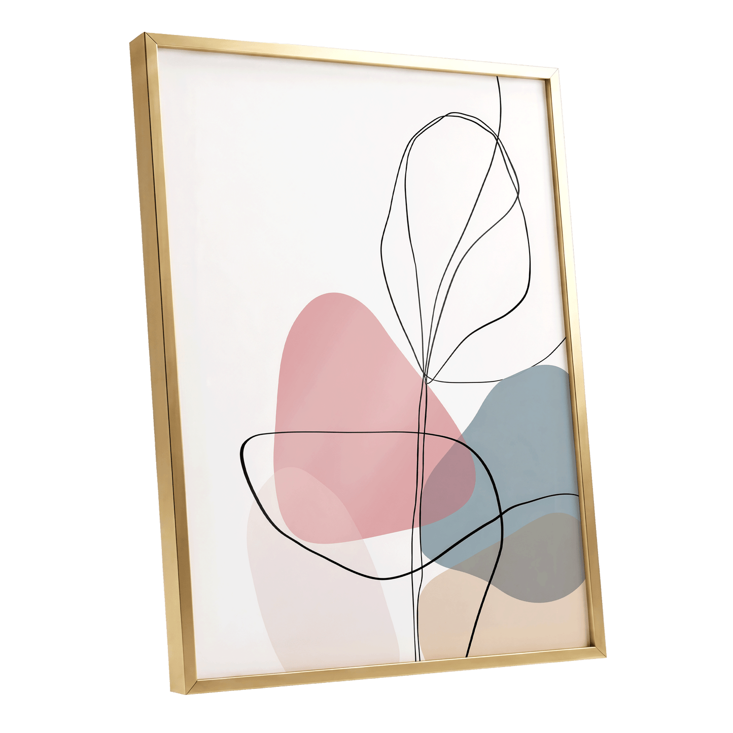 Quiet Botanical Lines – gold framed poster option