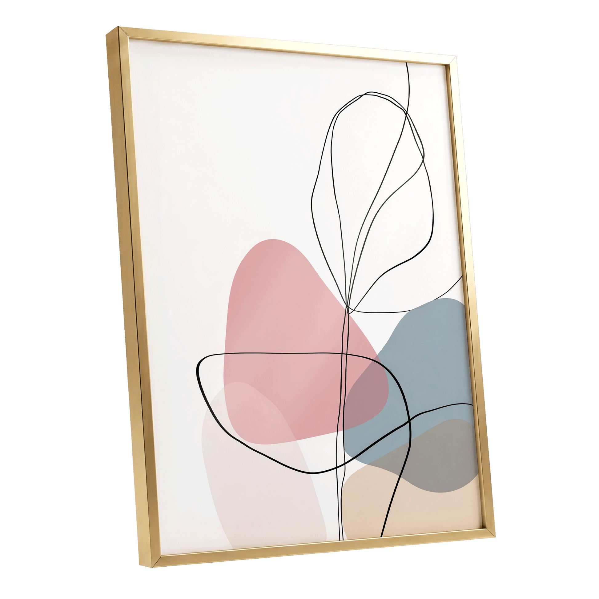 Quiet Botanical Lines – gold framed poster option