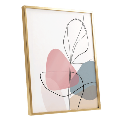 Quiet Botanical Lines – gold framed poster option