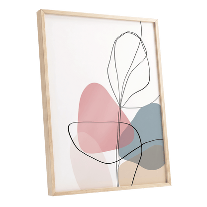 Quiet Botanical Lines – oak framed poster option