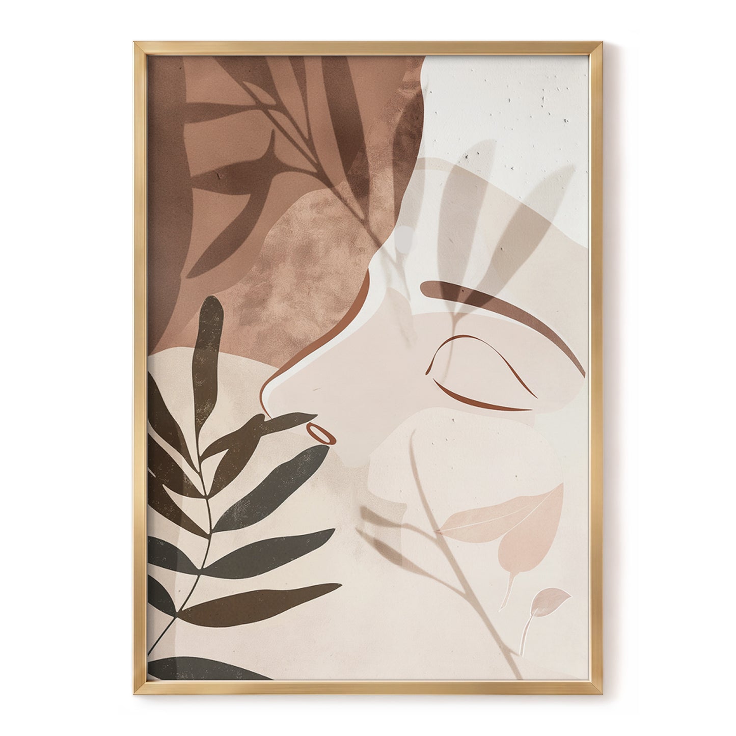 Quiet Botanical Profile, beige, brown, white nature wall art, front artwork view