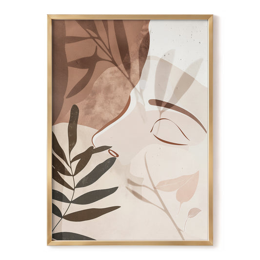 Quiet Botanical Profile, beige, brown, white nature wall art, front artwork view