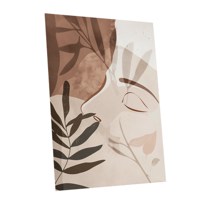 Quiet Botanical Profile, beige, brown, white nature wall art shown as a unframed poster wall art print