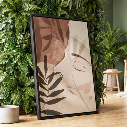 Quiet Botanical Profile, beige, brown, white nature wall art displayed in a styled interior, gallery view 1