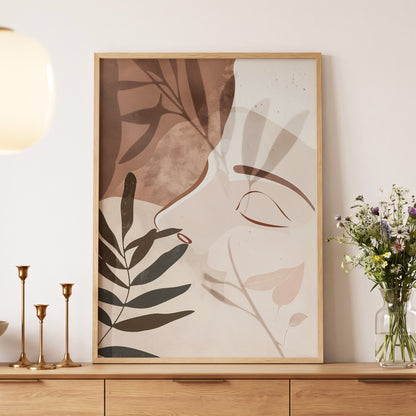 Quiet Botanical Profile, beige, brown, white nature wall art displayed in a styled interior, gallery view 5