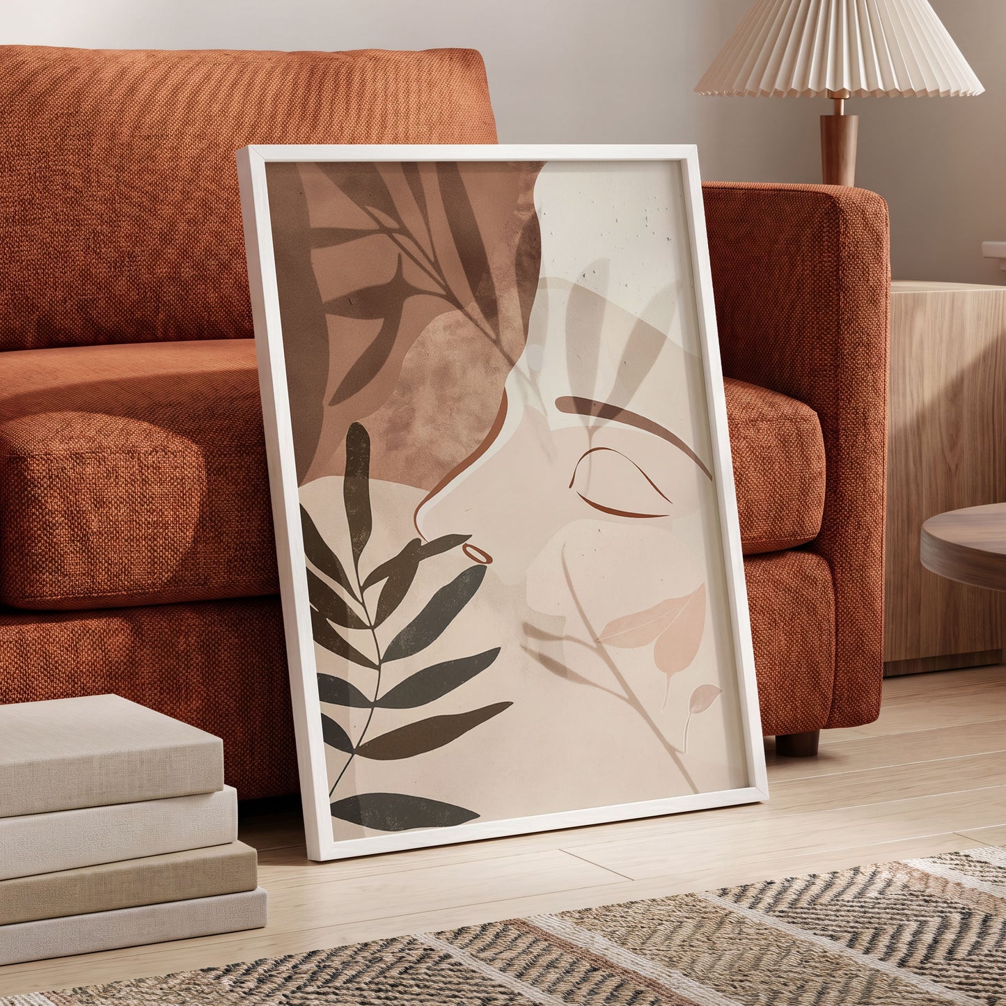 Quiet Botanical Profile, beige, brown, white nature wall art displayed in a styled interior, gallery view 6